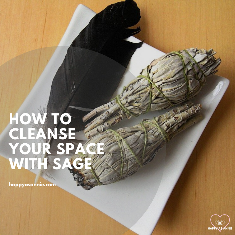 How to Burn Sage | How to Cleanse a Space with Sage | Happy As Annie. How and why to burn sage to cleanse a space of negative energies. Practical tips and a step-by-step guide. #sage #burnsage #sagesmudge #sagewand