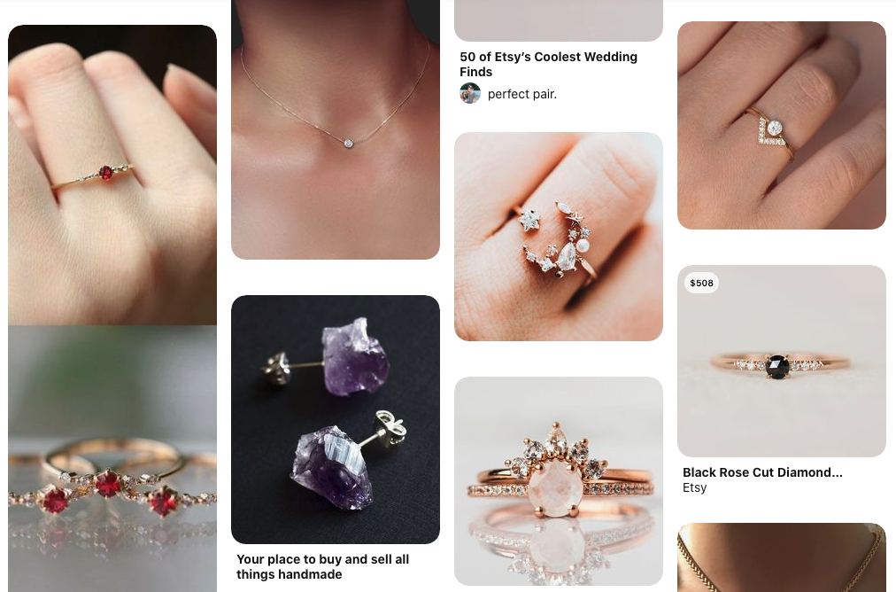 How to Discover Your Authentic Style | Happy As Annie (Pinterest board with pins of delicate necklaces and stackable rings) 