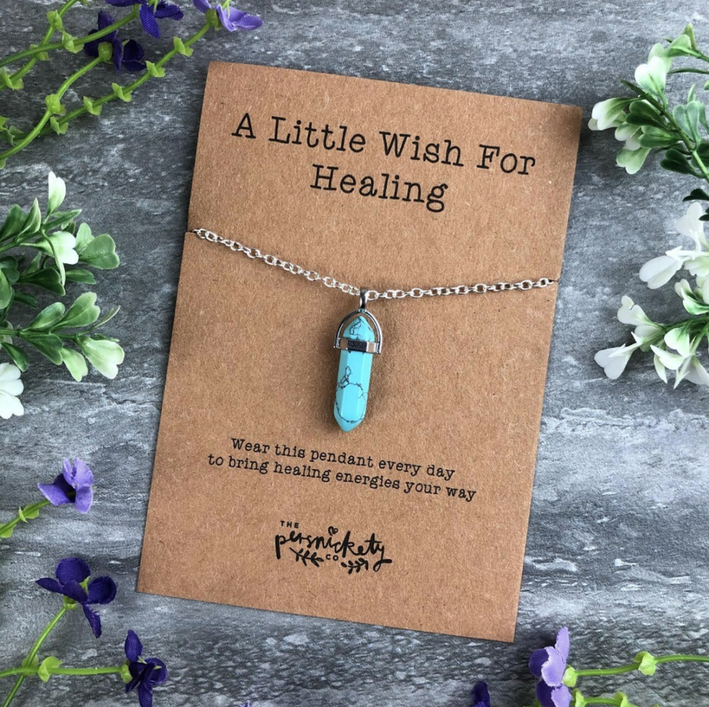 Turquoise Crystal Pendant Necklace by The Persnickety Co. on Etsy