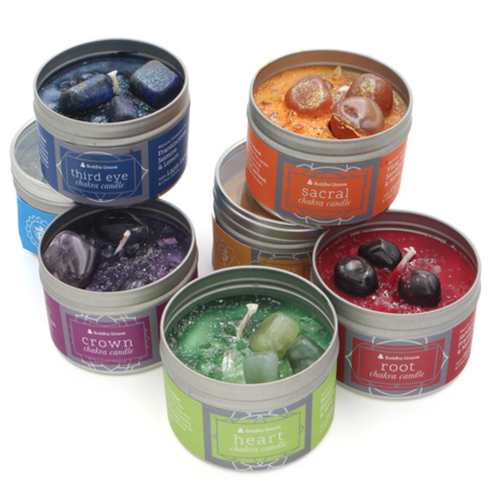 Chakra Gemstone Candles With Essential Oils from Buddha Groove
