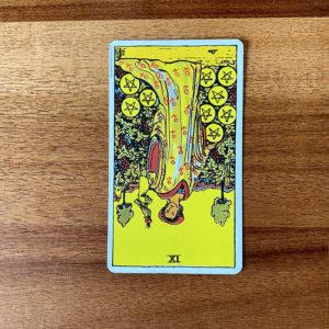 9 of Pentacles Tarot Card in Rider-Waite-Smith tarot deck