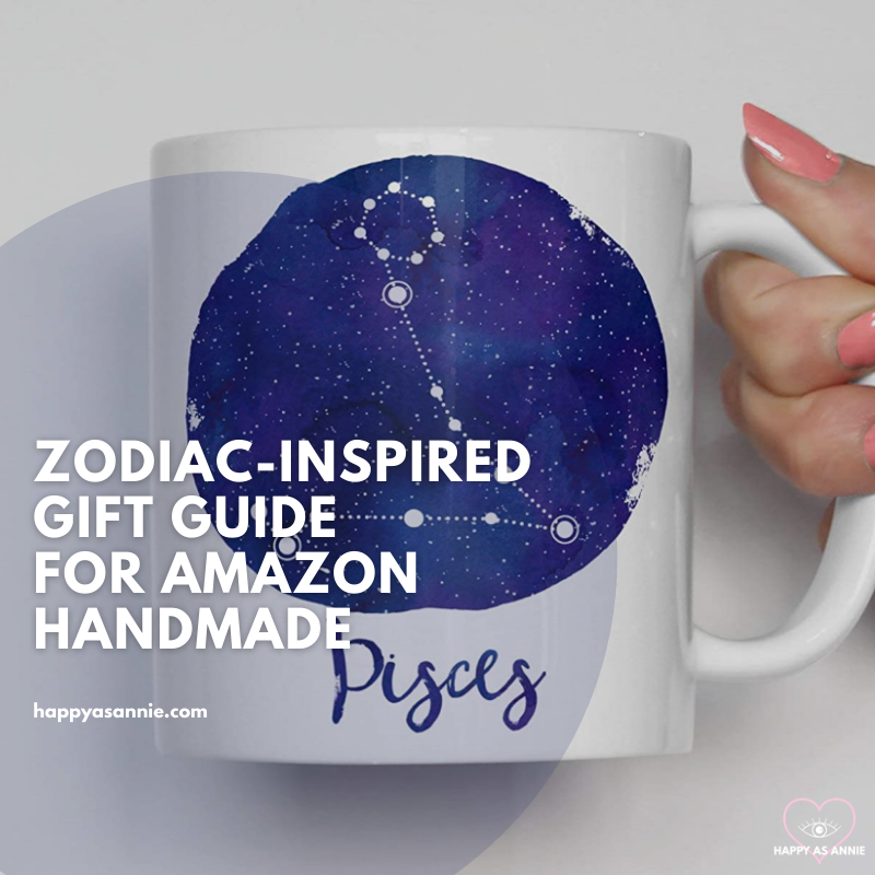 Zodiac-Inspired Gift Guide for Amazon Handmade | Happy As Annie. Cute gifts for all twelve signs of the zodiac, featuring this PIsces mug by Heart and Willow Prints available on Amazon Handmade