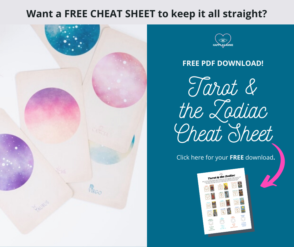 Free Tarot and the Zodiac Cheat Sheet by Happy As Annie