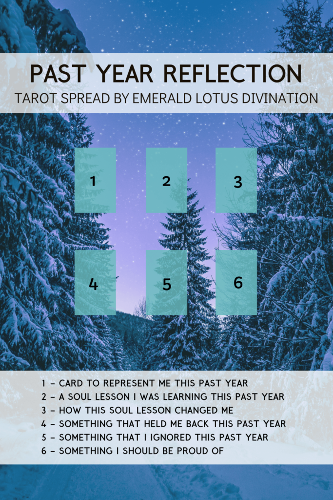 Past Year Tarot Spread by Emerald Lotus Divination | 9 Ways to Celebrate the Winter Solstice or Yule by Happy As Annie