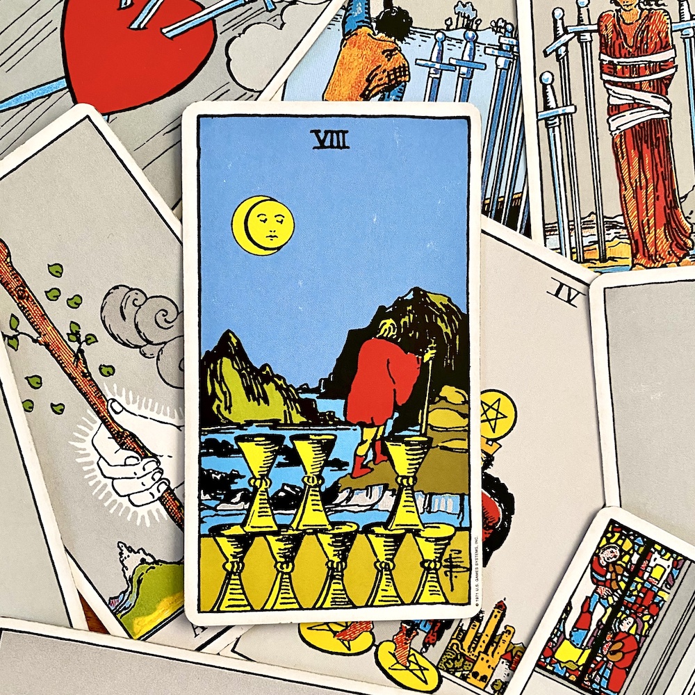 Eight of Cups in Rider Waite Smith Tarot Deck