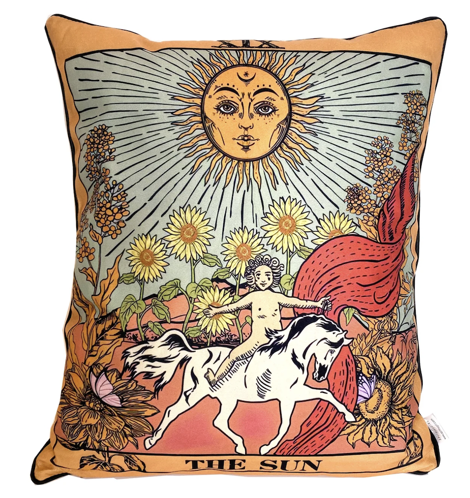 Sun Tarot Card Throw Pillow by Spitfire Girl