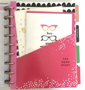 Use the Happy Planner divider pockets to store birthday cards you want to send out that month.