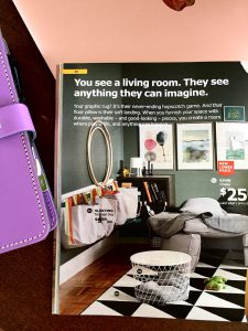 Ikea's Kvistbro storage table is a self-contained planning space! Store your planners and supplies inside and pull them out and plan on the tabletop as needed.