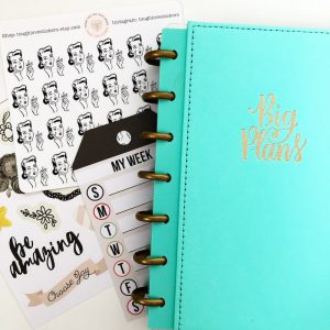 These Vintage Lady Reminder icon stickers by Tough Love Stickers on Etsy were featured in the November "Very Vintage" Planner Girl Provisions box.