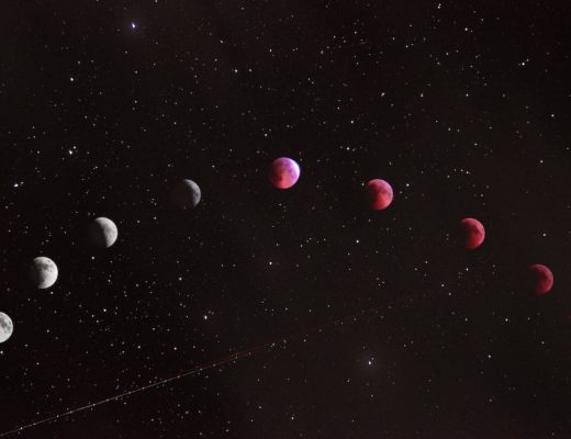 Time lapse photo of lunar cycle, moon phases in order