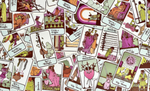 Pile of Tarot Cards from Moon Baby Tarot Deck